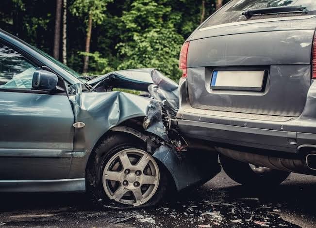 Damaged car after a collision
